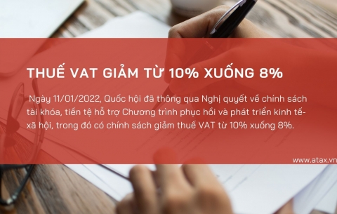 GIẢM THUẾ VAT GIẢM TỪ 10% XUỐNG CÒN 8%