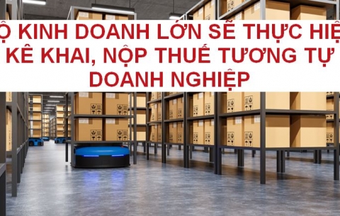 HỘ KINH DOANH LỚN SẼ THỰC HIỆN KÊ KHAI, NỘP THUẾ TƯƠNG TỰ DOANH NGHIỆP