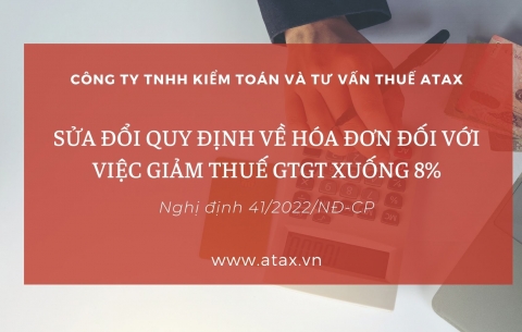 Sửa đổi quy định về hóa đơn đối với việc giảm thuế GTGT xuống 8%